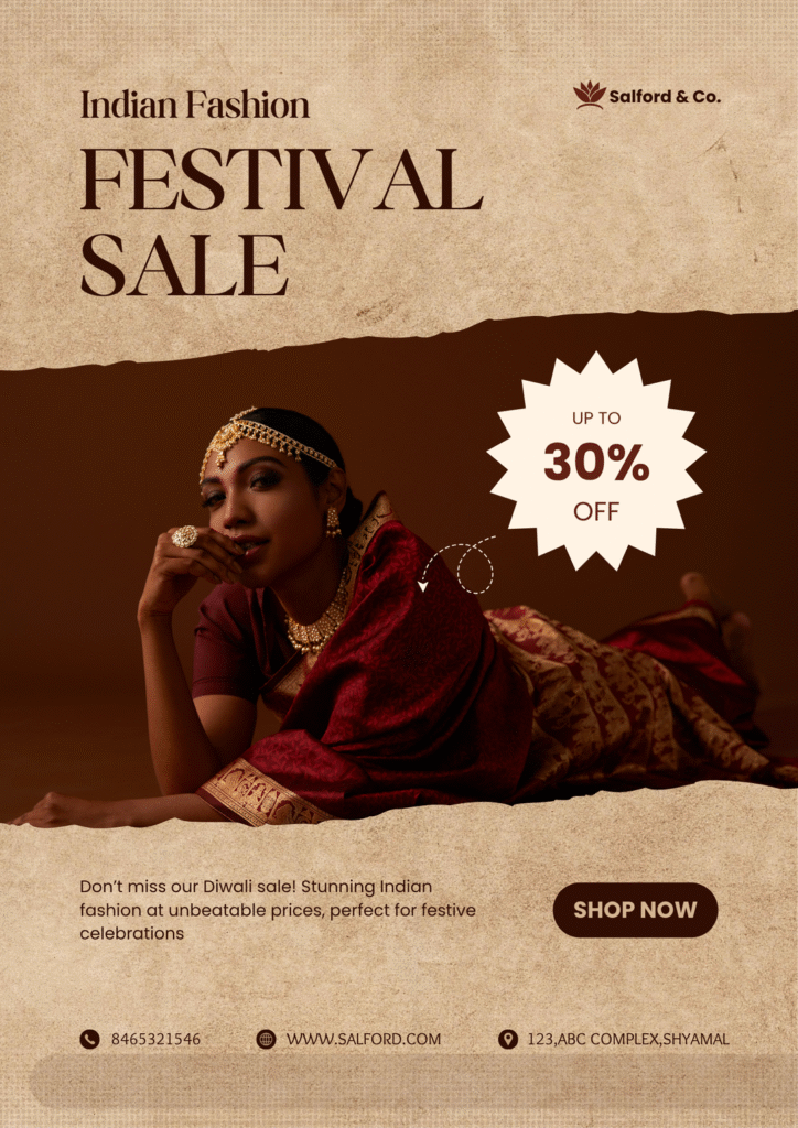 Maroon and Brown Traditional Indian Fashion Festive Sale Poster (1)